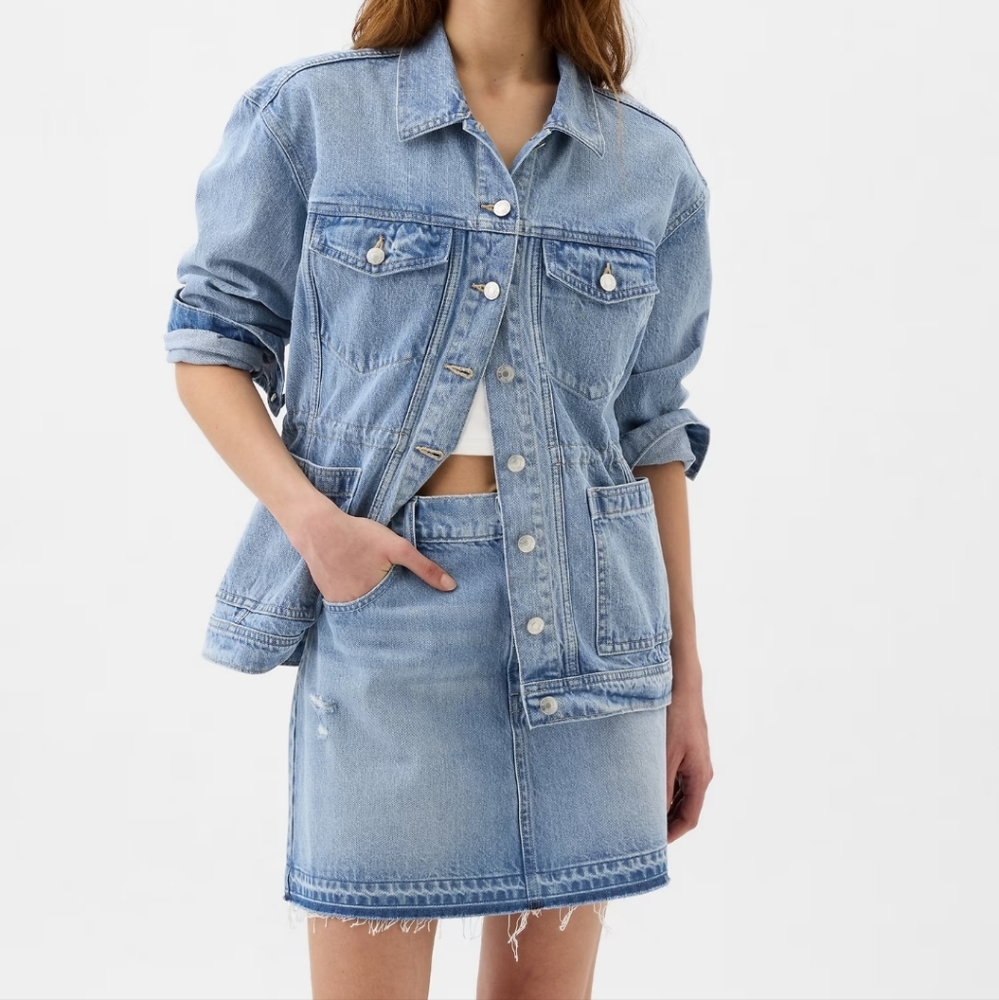 Gap Factory Cinched Waist Denim Jacket Size M NWOT